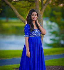 Bollywood Indian Pakistani Ethnic Party Wear Women Soft Pure Georgette Blue Anarkali Dress