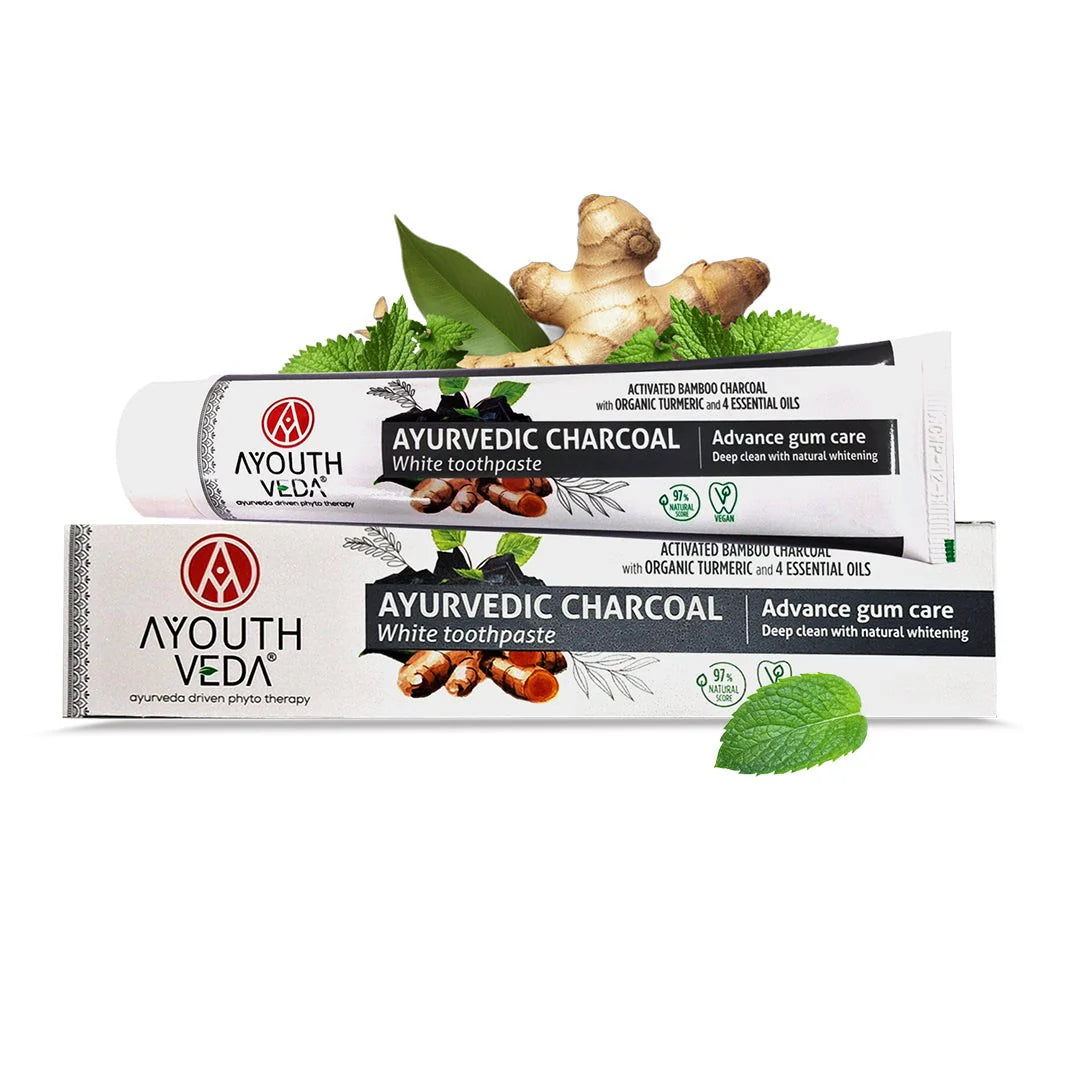 Aimil Ayouthveda Ayurvedic Natural,Charcoal White,Total Care & Mint Gel Whitening Toothpaste 100g