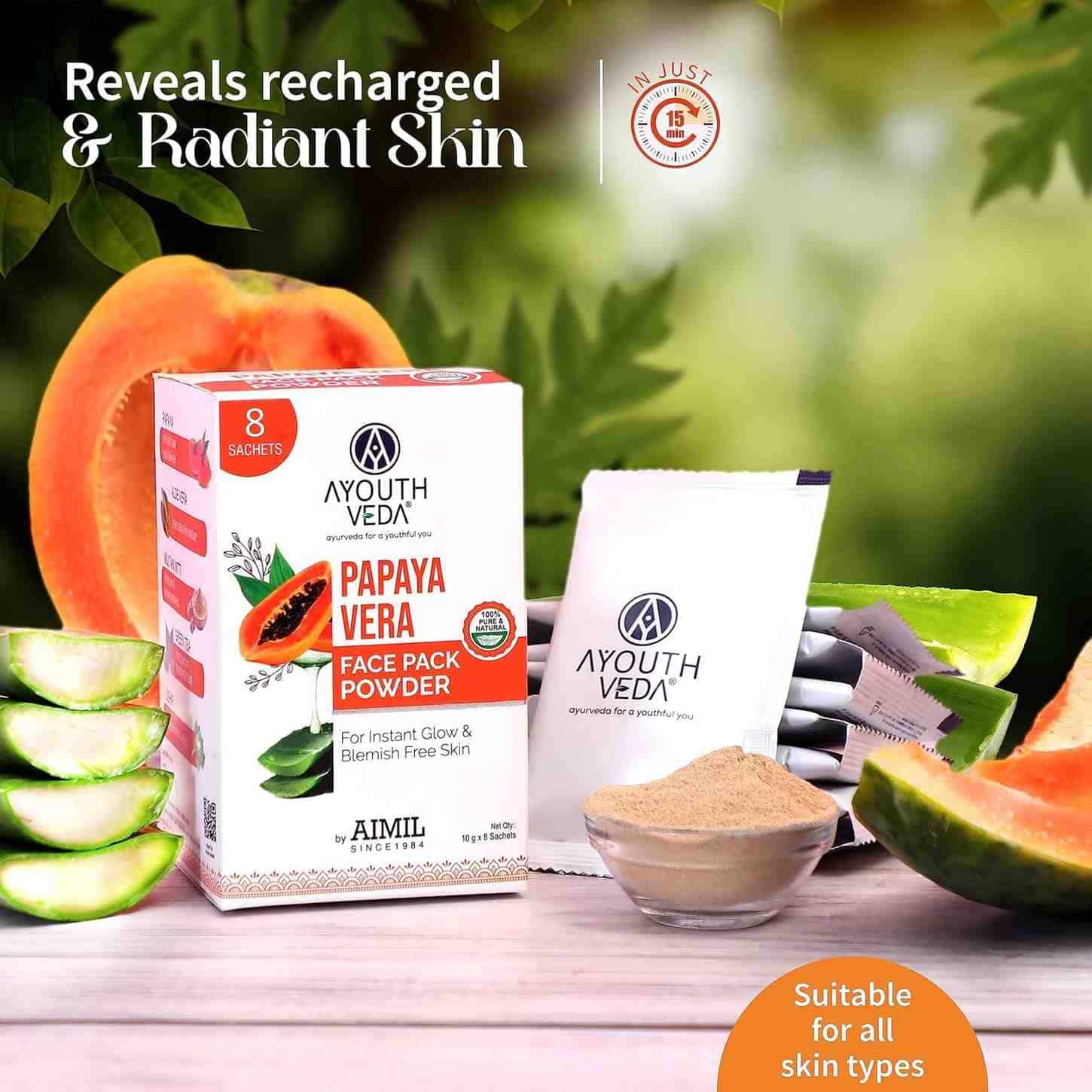 Ayouthveda Papaya Vera Ayurvedic Face Pack Powder – 80g