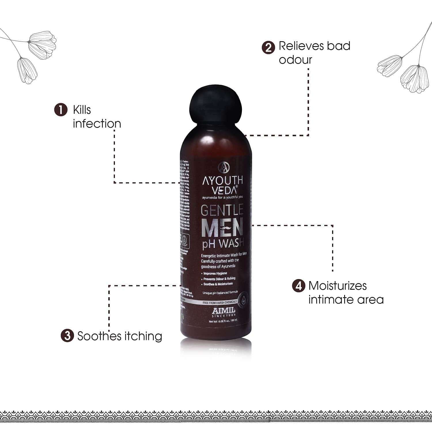 Aimil Ayouthveda Cosmetics Gentle Men pH Wash With pH Balanced Formula 180ml