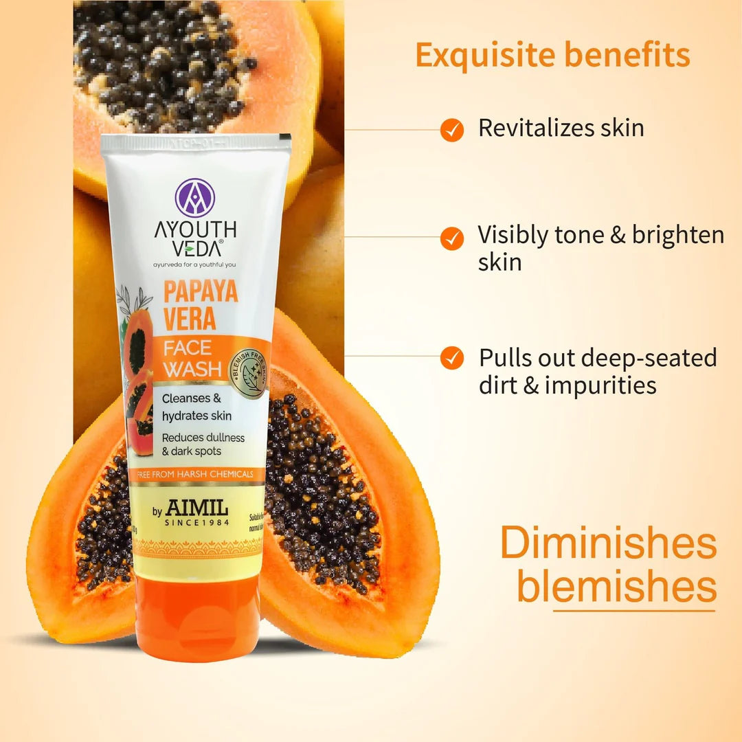 Aimil Ayouthveda Cosmetics Papaya Vera Facewash 100gm