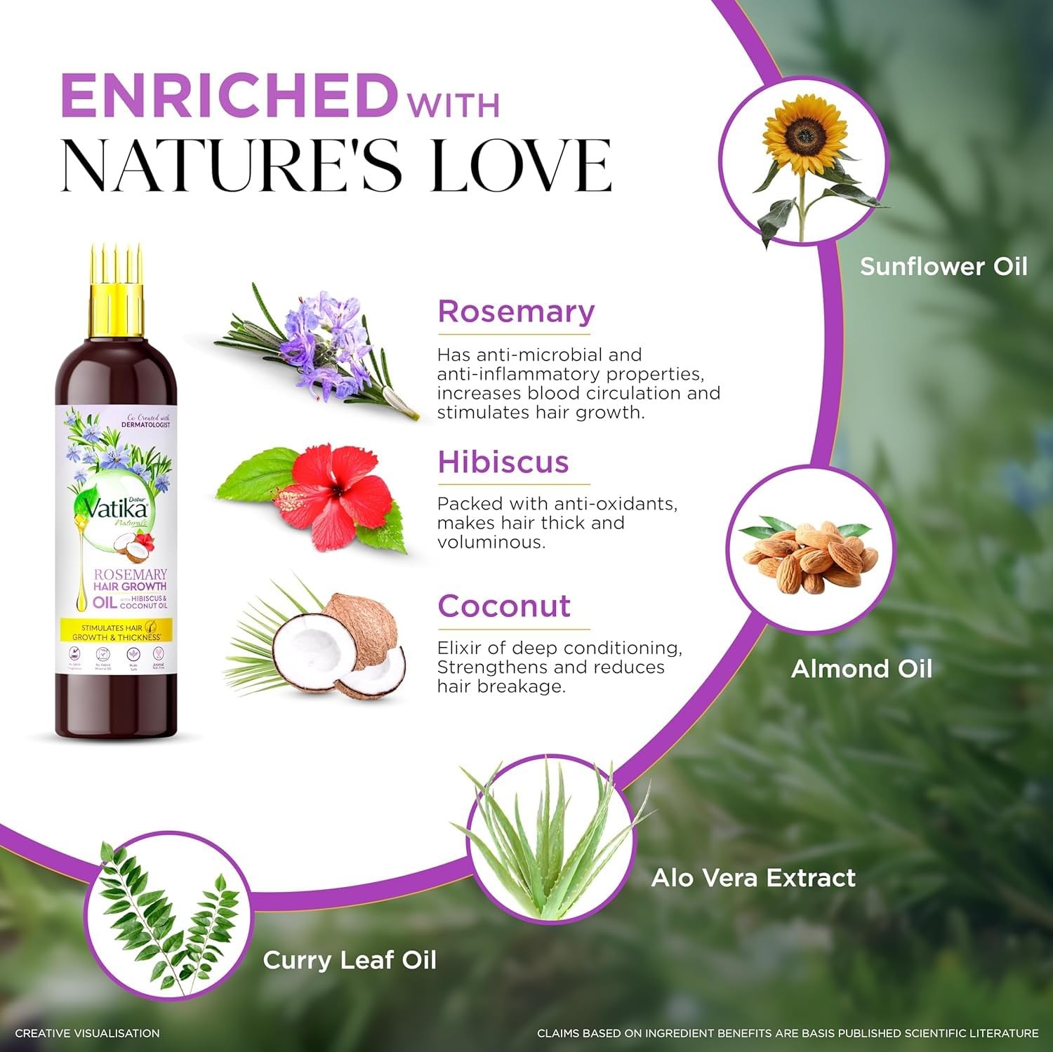 Dabur Ayurvvedic Vatika Rosemary Hair Growth Oil With Hibiscus & Coconut Oil 200ml