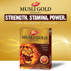 Dabur Ayurvedic Musli Gold Strength,Stamina & Power 10 Capsules