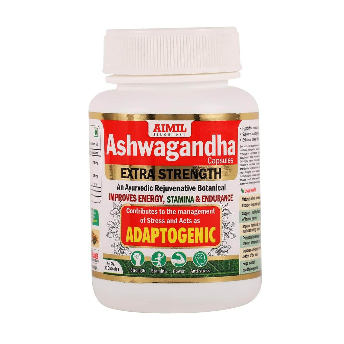 Aimil Ashwagandha Ayurvedic Capsules – 60 Capsules