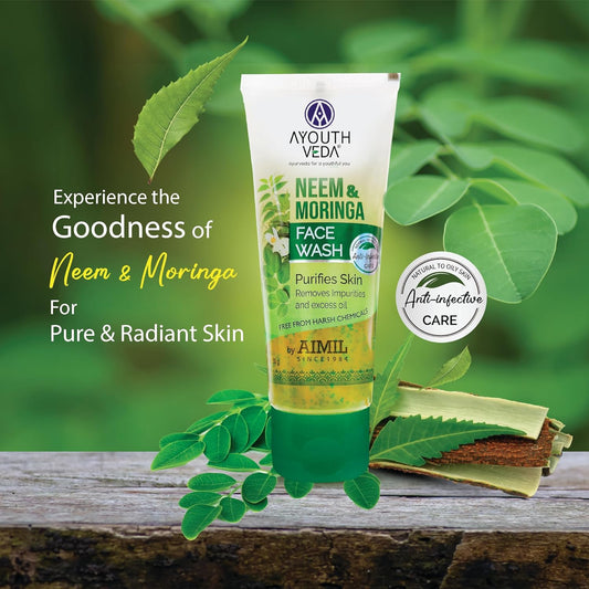 Aimil Ayouthveda Cosmetics Neem and Moringa Face Wash Pack of 2 X 50gm