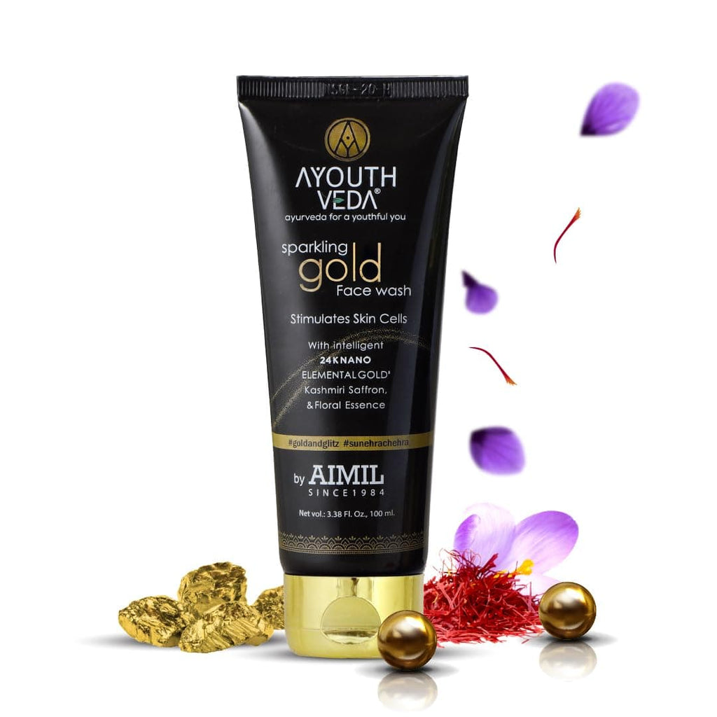 Aimil Ayouthveda Sparkling Gold Face Wash 24K Gold & Saffron Ayurvedic – 30ml / 100ml