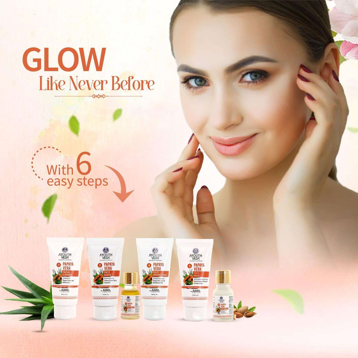 Aimil Ayouthveda Papaya Vera Facial Kit for Glowing Skin – 230g