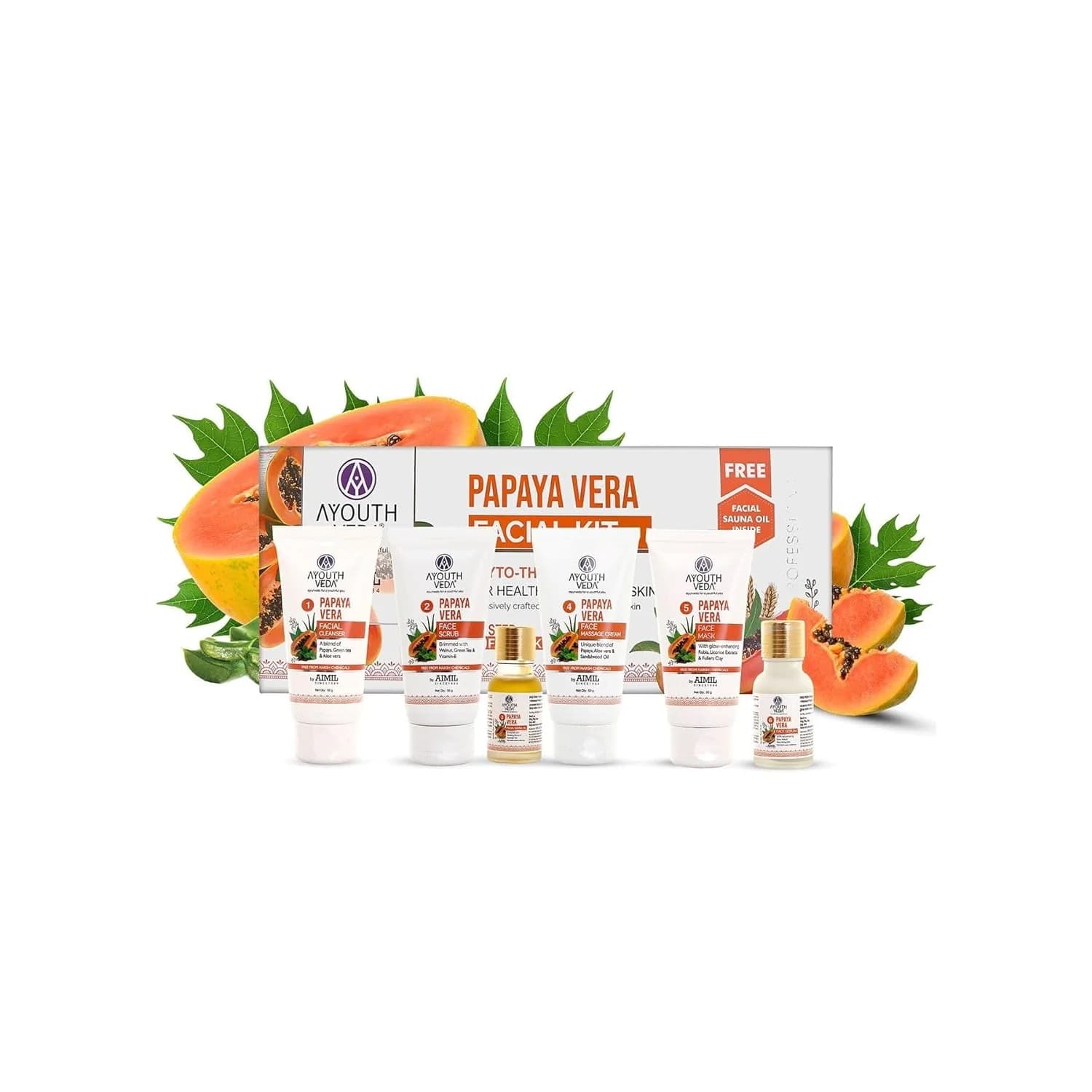 Aimil Ayouthveda Papaya Vera Facial Kit for Glowing Skin – 230g