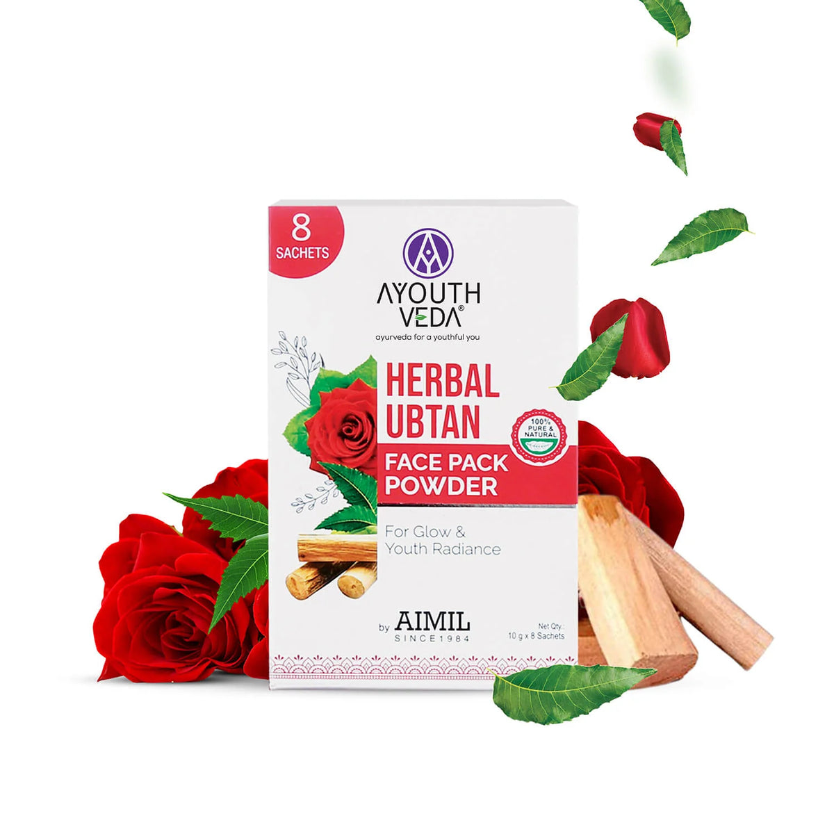 Aimil Ayouthveda Cosmetics Herbal Ubtan for Glow & Youth Radiance Face Pack Powder 80g