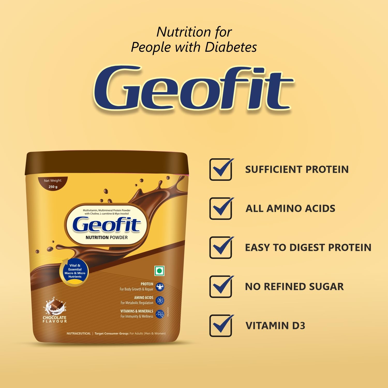 Leeford Geofit Chocolate Flavoured Protein Nutrition Powder 250g
