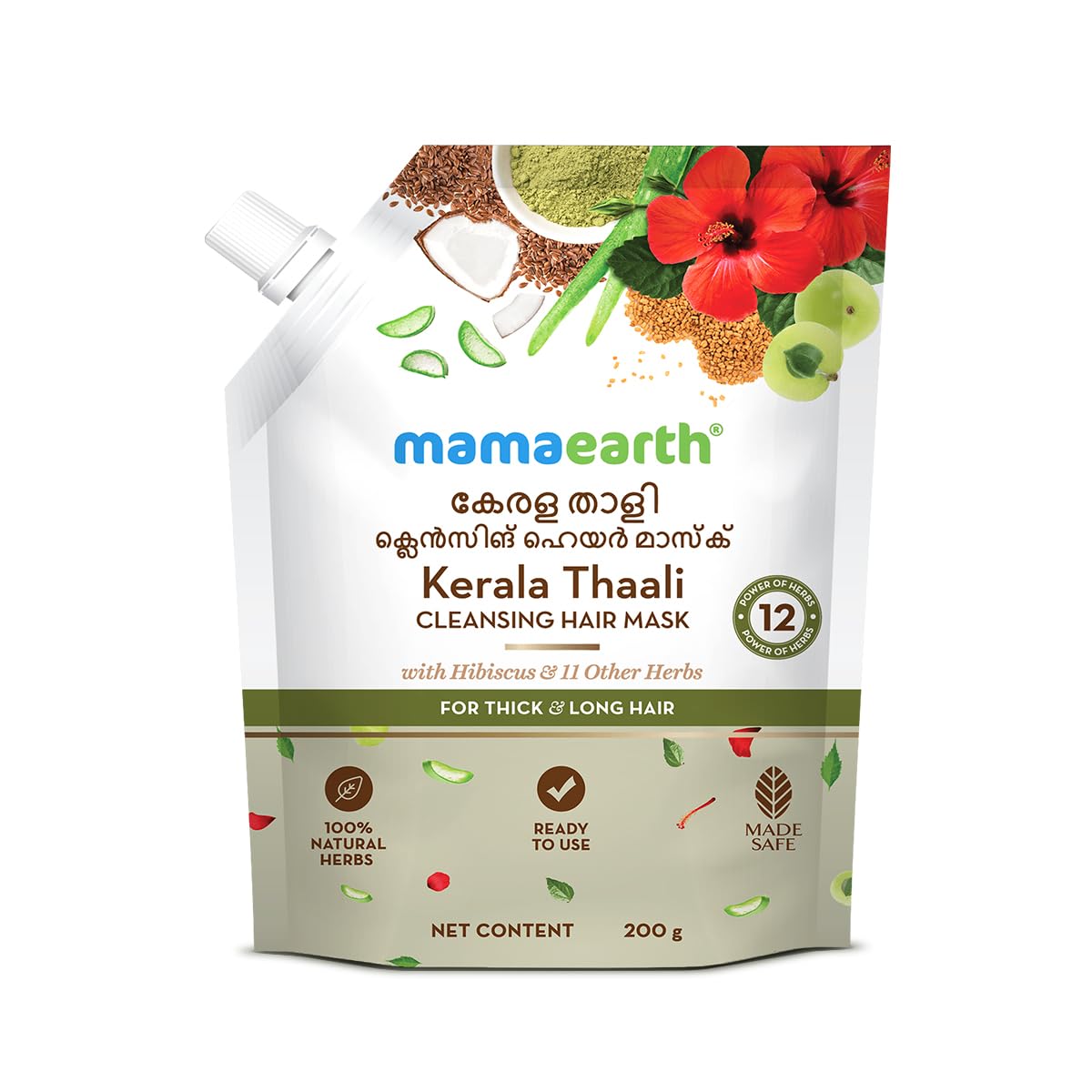 Mamaearth Kerala Thaali Pre Shampoo Hair Mask with Power of 12 Herbs for Thick & Long Hair 200g