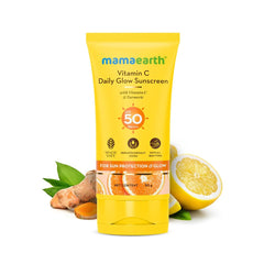 Mamaearth Vitamin C Daily Glow Sunscreen With Vitamin C & Turmeric for Sun Protection & Glow 80g