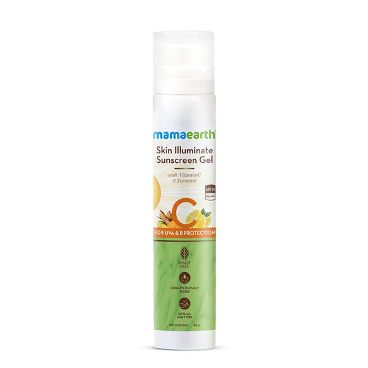 Mamaearth Skin Illuminate Sunscreen Gel SPF 50 with Vitamin C & Turmeric for UVA & B Protection 50g