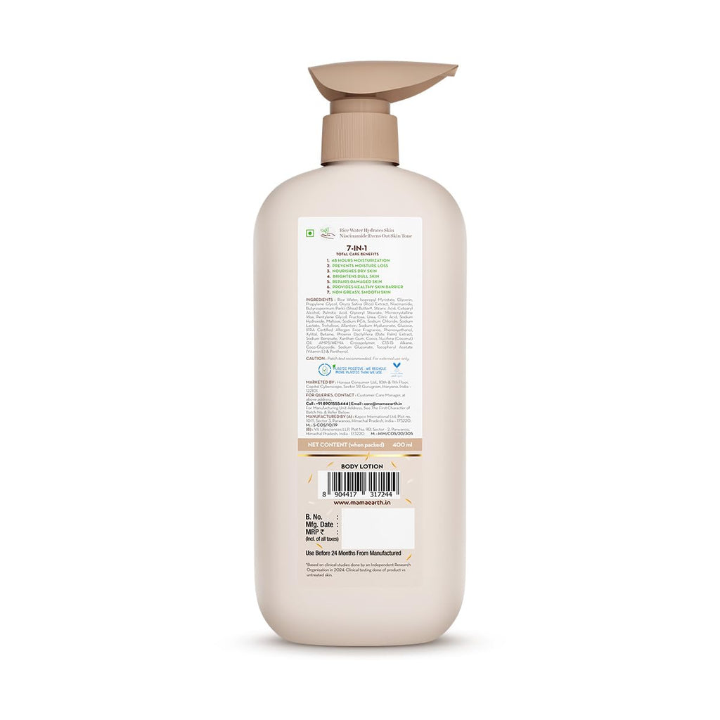 Mamaearth Rice Water Hydrating Body Lotion with Rice Water & Niacinamide 400ml