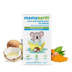 Mamaearth Coco Soft Bathing Bar for Babies with Coconut Oil & Turmeric for Babies Pack of 2*75g