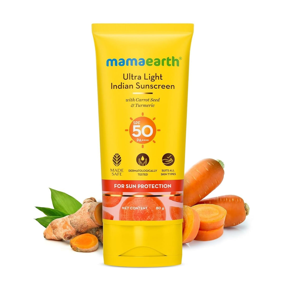 Mamaearth Ultra Light Indian Sunscreen with Carrot Seed, Turmeric and SPF 50 PA++++