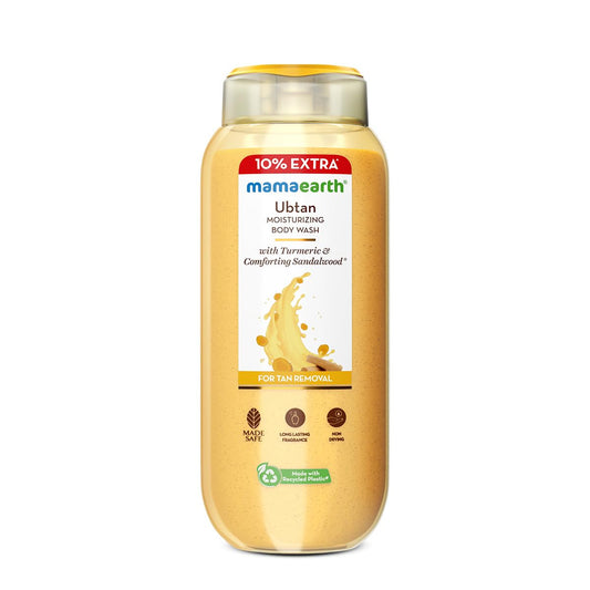 Mamaearth Ubtan Moisturizing Body Wash with Turmeric & Saffron for Tan Removal 250ml