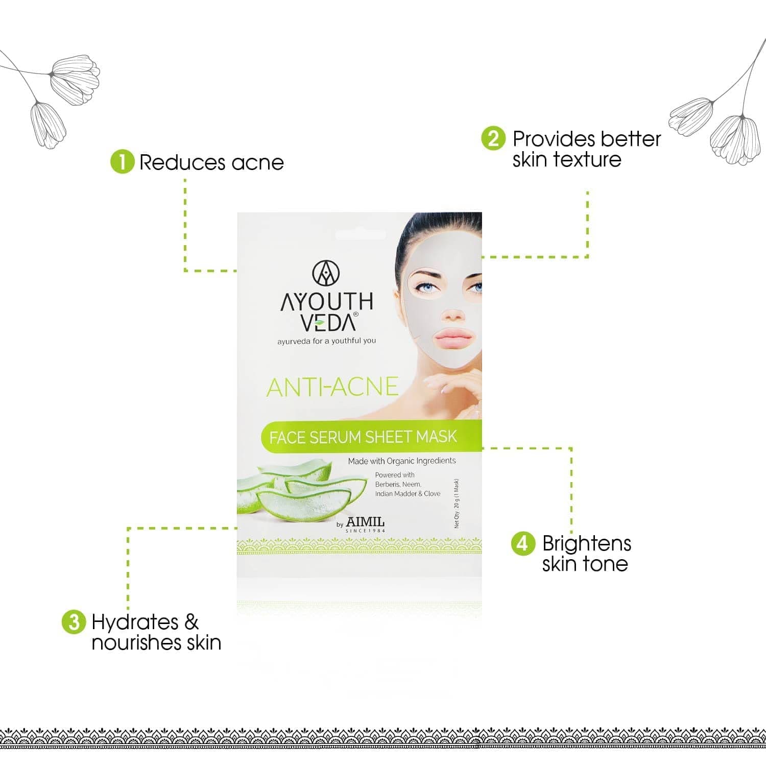 Aimil Ayouthveda Face Serum Sheet Mask Ayurvedic – 20g