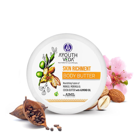 Aimil Ayouthveda Cosmetics Skin Richment Body Butter With Mango and Cocoa Butter For Moisturized & Super Soft Skin 200g