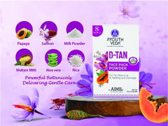 Aimil Ayouthveda Cosmetics D Tan Face Pack Powder For Tan Removal 80gm (10gX8 Sachets)