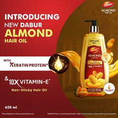 Dabur Almond Hair Oil Soya Protein & 10X Vitamin E 650ml