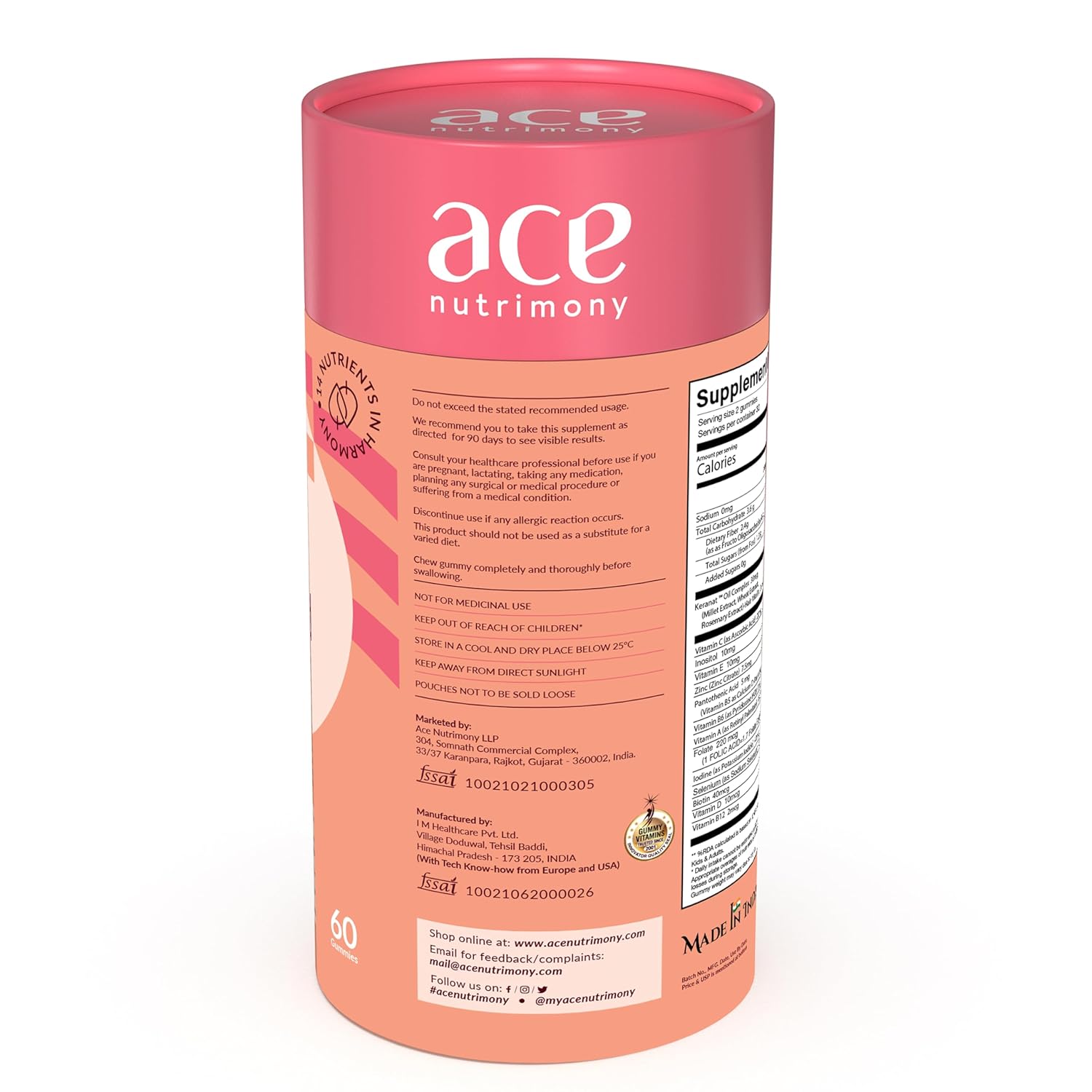 Ace Nutrimony Balanced Beauty Biotin Gummies 60 Gummies