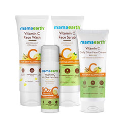 Mamaearth Vitamin C Skin Brightening Face Wash,Face Serum,Face Cream & Face Scrub Kit