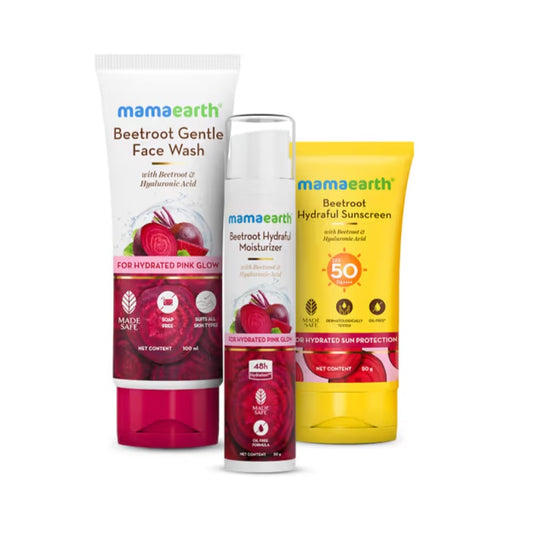 Mamaearth Beetroot Everyday Pink Glow Face Wash,Moisturizer & Sunscreen Kit