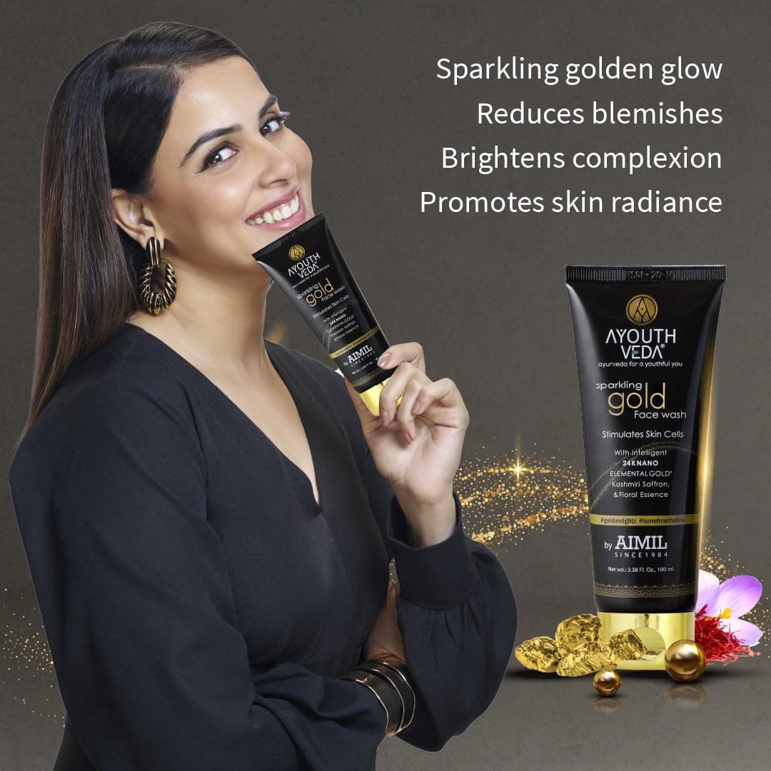 Aimil Ayouthveda Sparkling Gold Face Wash 24K Gold & Saffron Ayurvedic – 30ml / 100ml