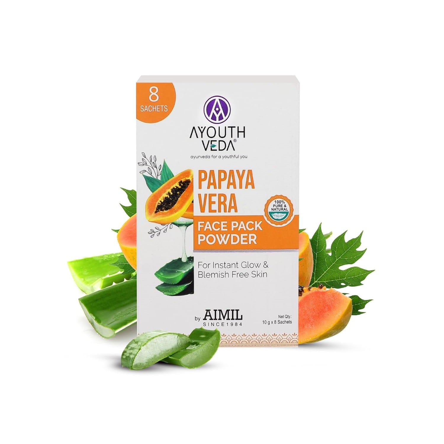 Aimil Ayouthveda Cosmetics Papaya Vera Face Pack Powder 80g