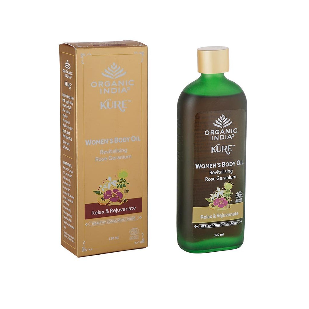Organic India Women's Body Oil Rose Geranium 120ml