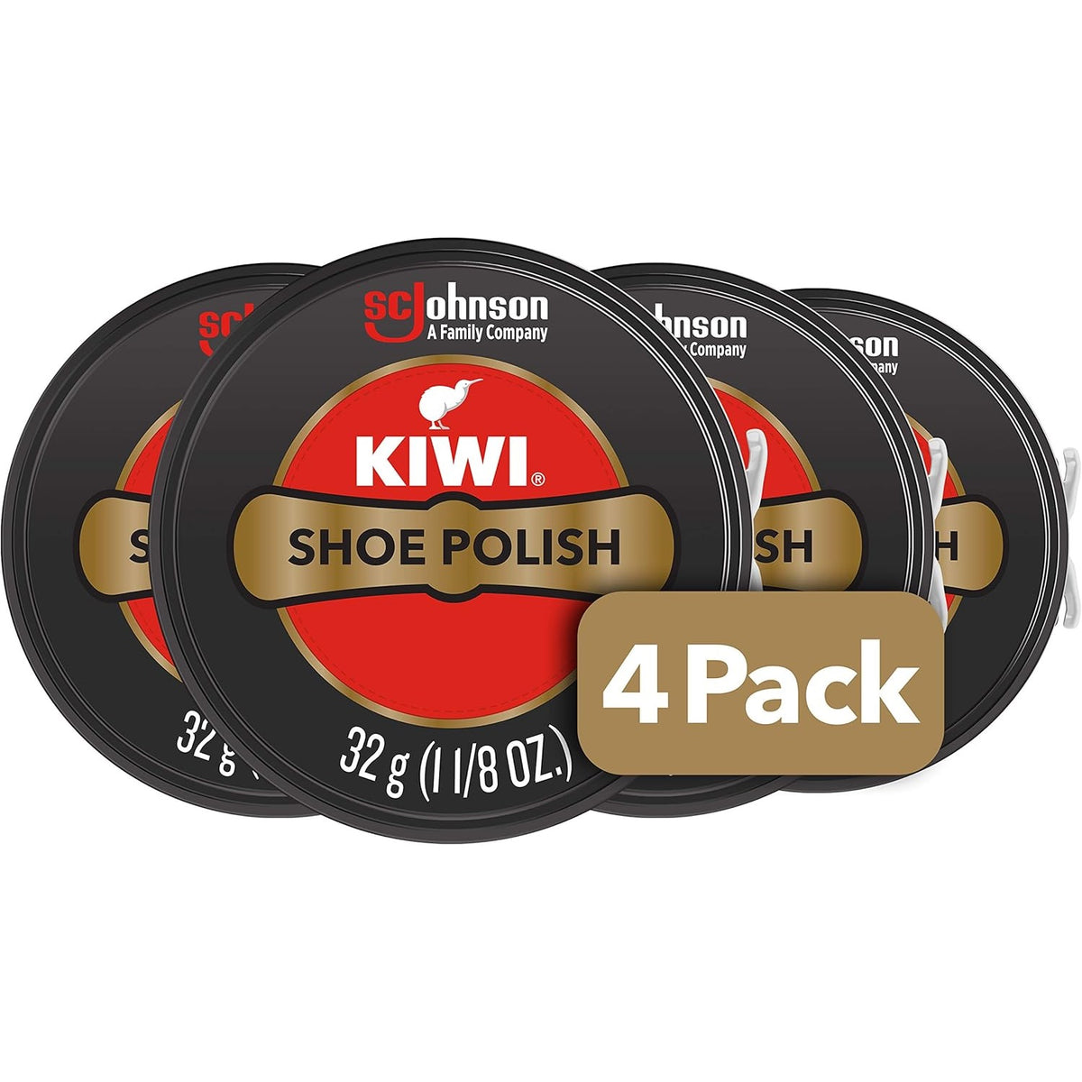 KIWI Shoe Polish, Black, 4.5 Ounce, Pack of 4