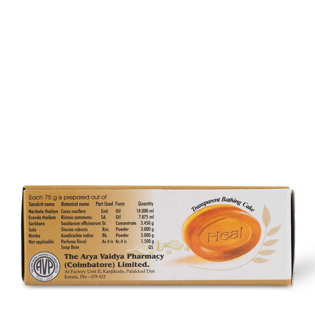 AVP Ayurvedic Heal Transparent Bathing Cake Soap 75gm