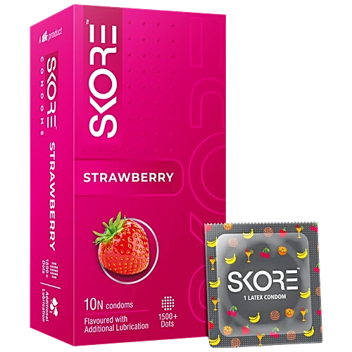 TTK Healthcare Skore Dotted Banana,Blue & Chocolate,Orange &Strawberry Flavored Colored Condoms