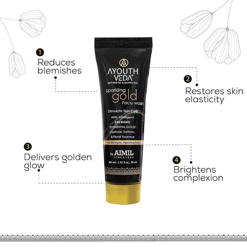 Aimil Ayouthveda Sparkling Gold Face Wash 24K Gold & Saffron Ayurvedic – 30ml / 100ml