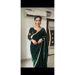 Bollywood Indian Pakistani Ethnic Party Wear Women Soft Pure Premium Velvet Embroidery Saree/Sari