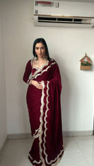 Bollywood Indian Pakistani Ethnic Party Wear Women Soft Pure Premium 9000 Velvet Saree/Sari