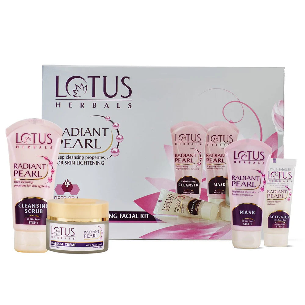 Lotus Herbals Cosmetics Radiant Pearl Cellular Lightening Salon Grade Facial Kit