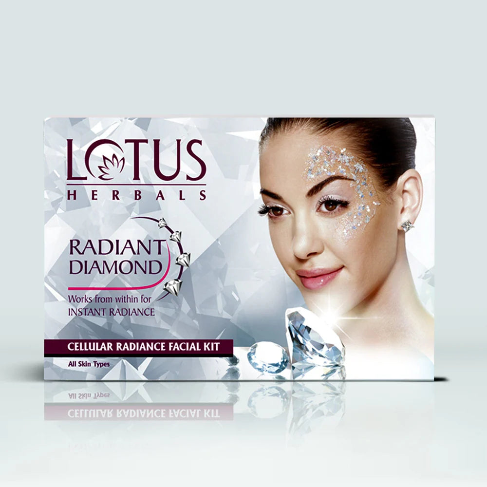 Lotus Herbals Cosmetics Radiant Diamond Cellular Radiance Salon Grade 4 Facial Kit