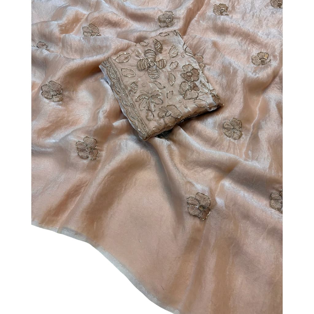 Shree Fendy Flower Two-Tone Space Silk Partywear Saree with Handwork Blouse