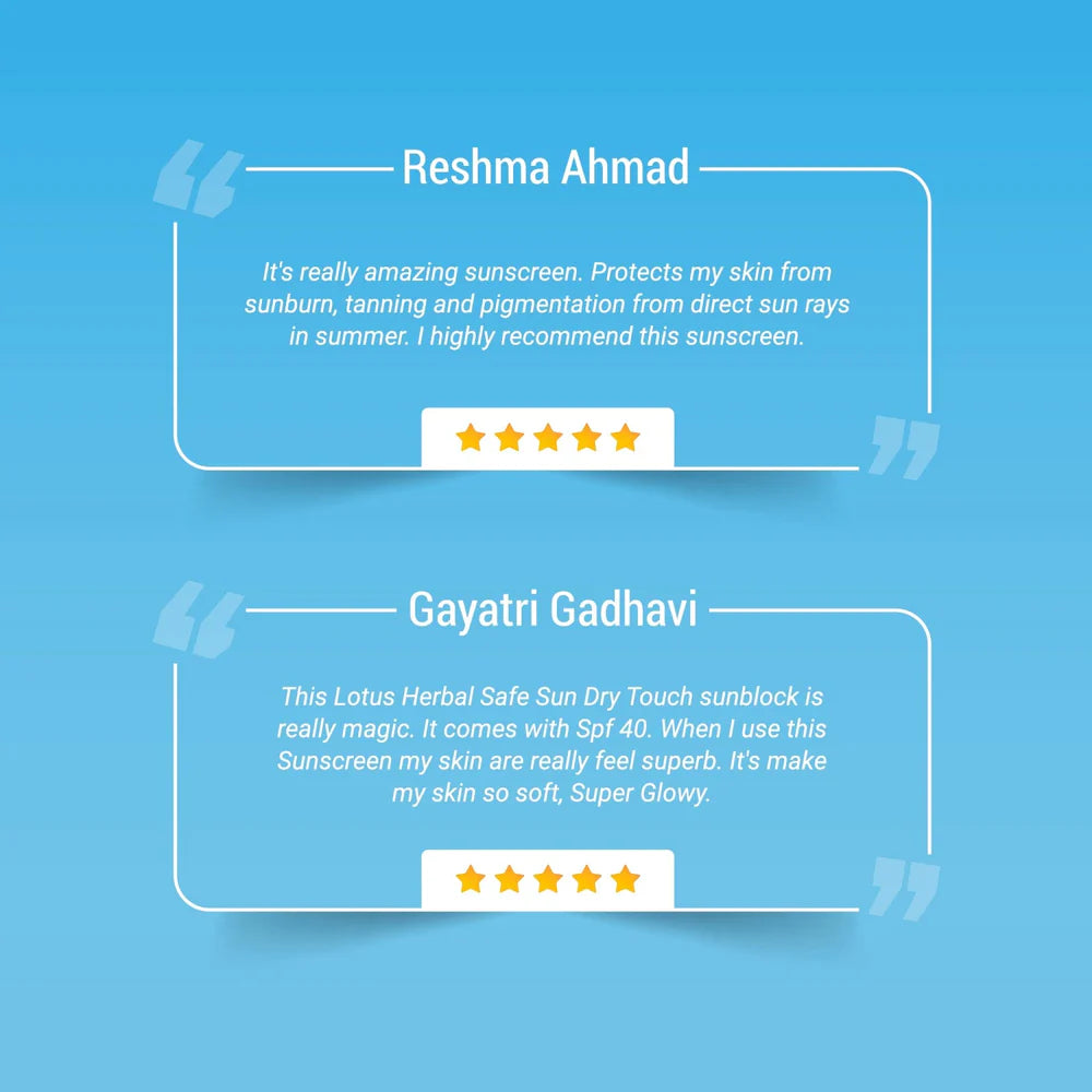 Lotus Herbals Cosmetics Safe Sun Dry Touch Whitening Sunscreen SPF 40 PA+++ 100g