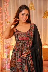 Bollywood Indian Pakistani Ethnic Party Wear Women Soft Pure Soft Cotton Patola Digital Printed Gown With dupatta Dress