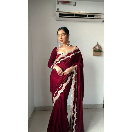 Bollywood Indian Pakistani Ethnic Party Wear Women Soft Pure Premium 9000 Velvet Saree/Sari