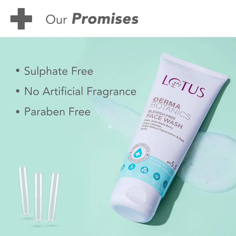 Lotus Cosmetics Derma Botanics Kojic Acid + Multi Berry Blemish Free Facewash 100g