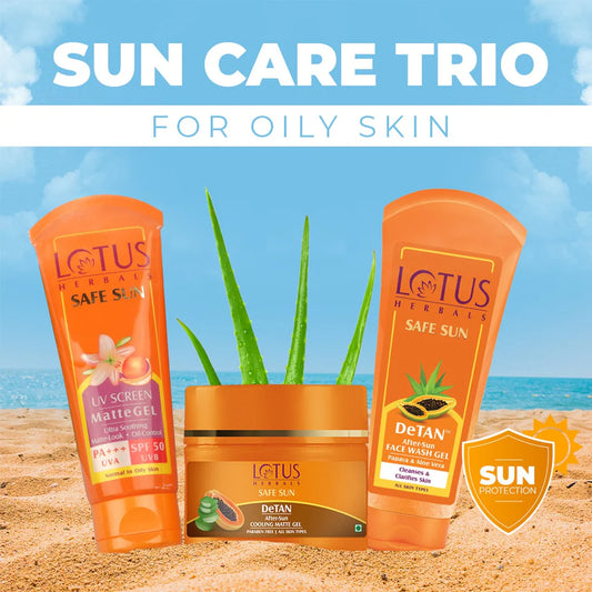 Lotus Herbals Cosmetics Safe Sun Suncare Trio for Oily Skin Combo