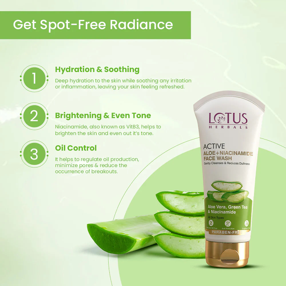Lotus Herbals Cosmetics Active Aloe + Niacinamide Face Wash 100g