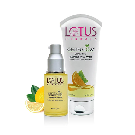 Lotus Herbals Cosmetics WhiteGlow Vitamin-C FaceWash & Gold Serum Combo