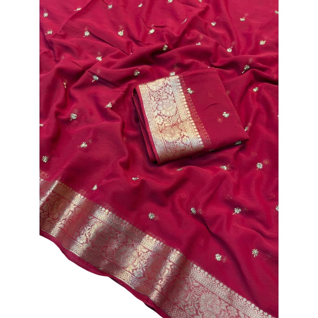 Shreyansh Chiffon Beads Partywear Saree with Jacquard Border