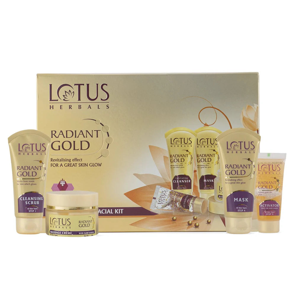 Lotus Herbals Cosmetics Radiant Gold Cellular Glow Salon Grade Facial Kit
