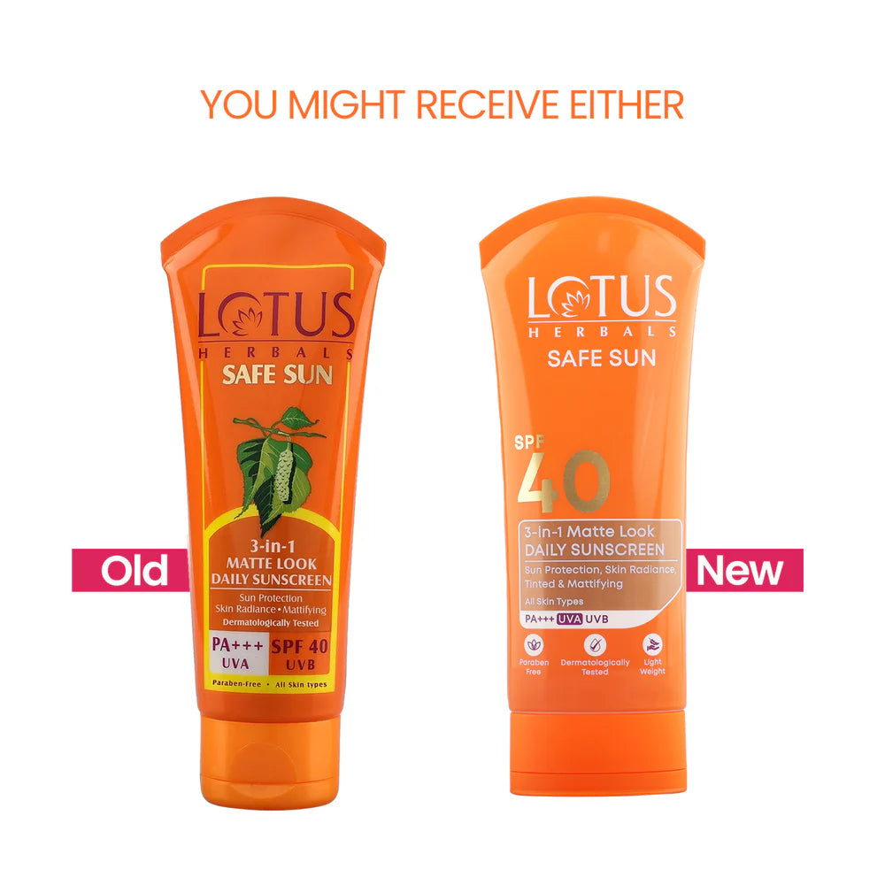 Lotus Herbals Cosmetics Safe Sun 3 In 1 Matte-Look Daily Sunscreen SPF 40 PA+++